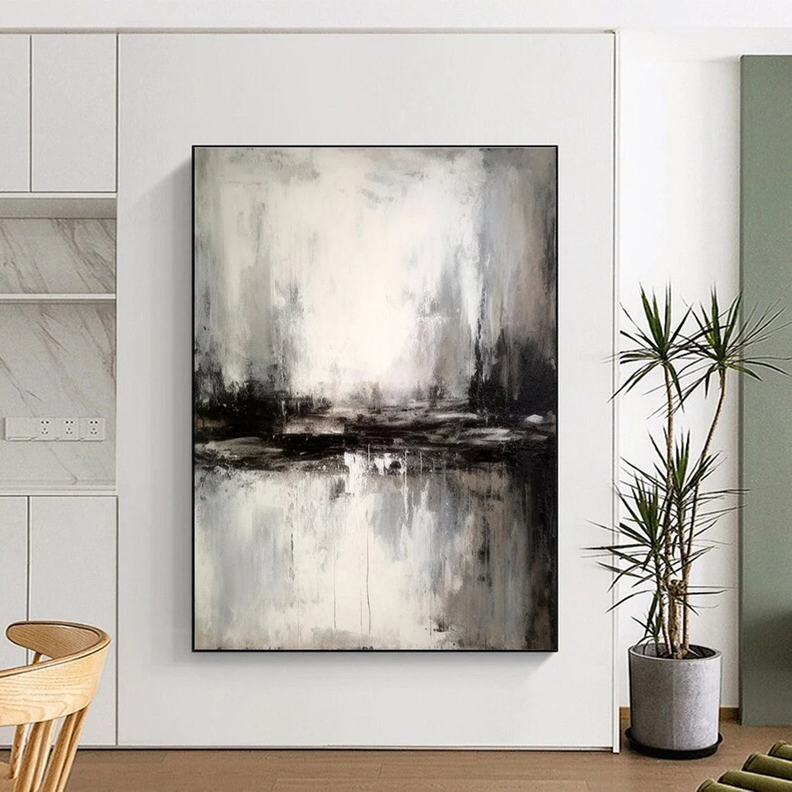 “Monochrome Reflections” ,Abstract Landscape Oil Painting CT0913