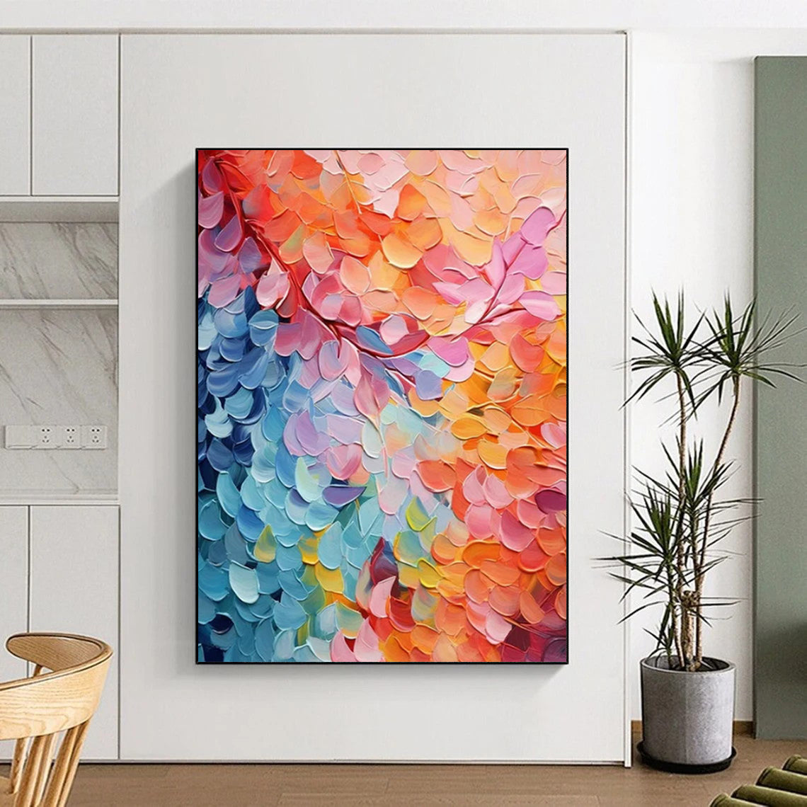 “Colorful Leaves” - Vivid Abstract Landscape Painting On Canvas CT2219
