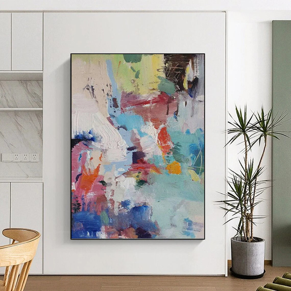 “Pastel Abstraction” - Soft Colorful Abstract Expressionist Painting On Canvas DKH1579
