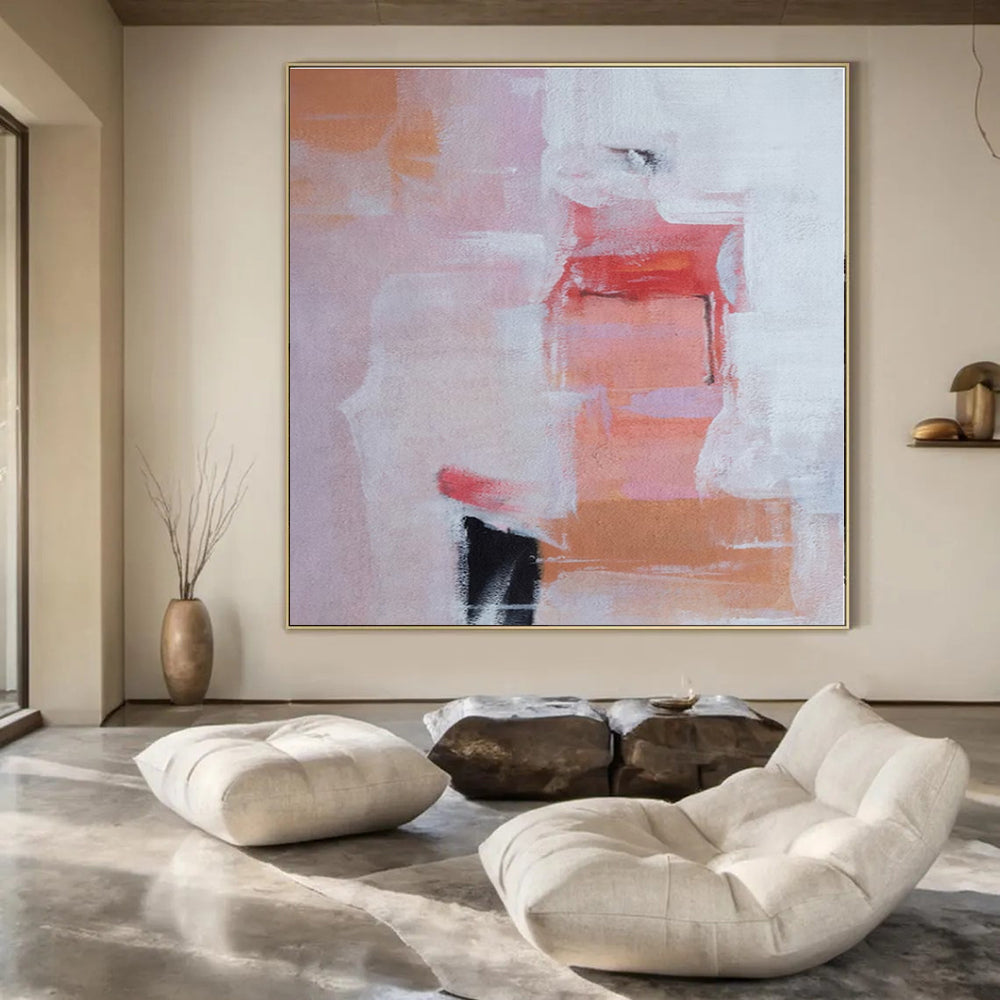 Pink - Orange Abstract Forms - Abstract Color - block Acrylic Painting CT1385