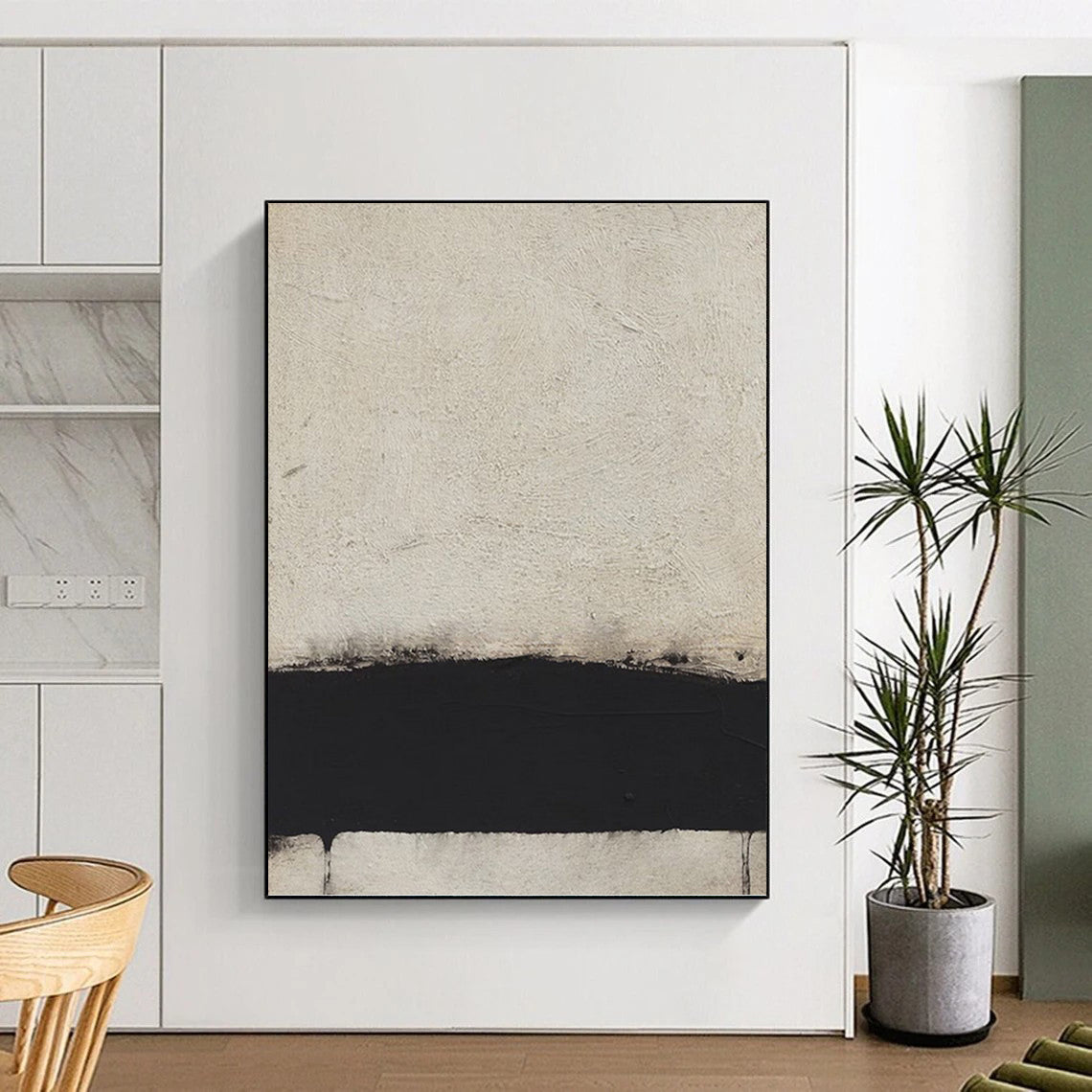 Minimalist Black and White Abstract - Abstract Painting On Canvas DKH1419