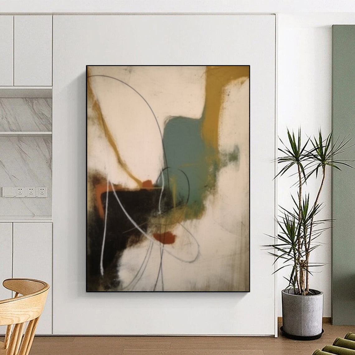 “Colorful, Abstract Fusion ‘Vibrant Interplay’” - Impasto Abstract Painting On Canvas DTP364