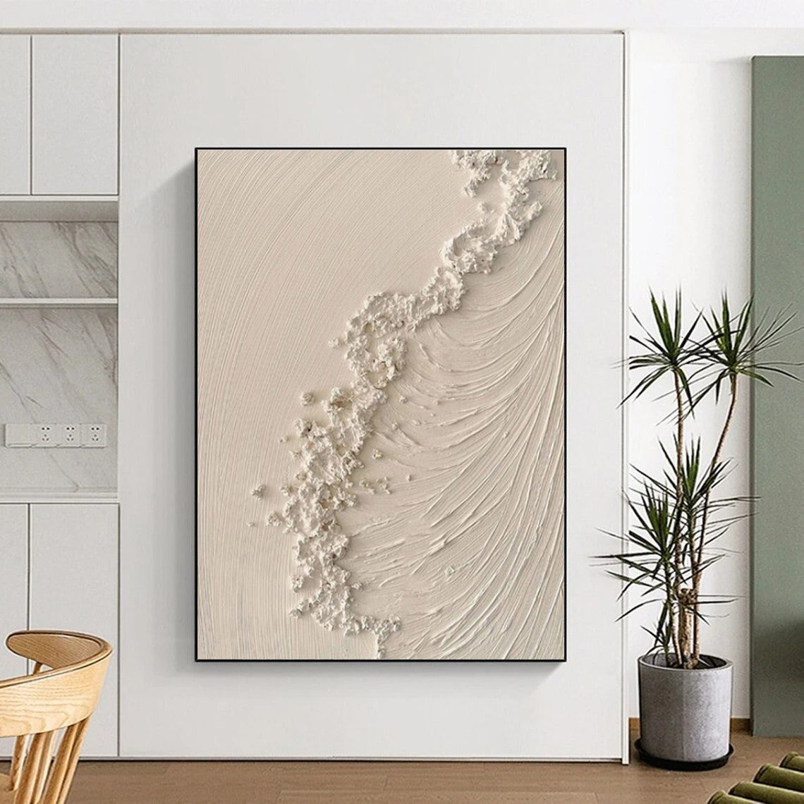 “Textured White Wavelet”,Abstract Impasto Style CT0681