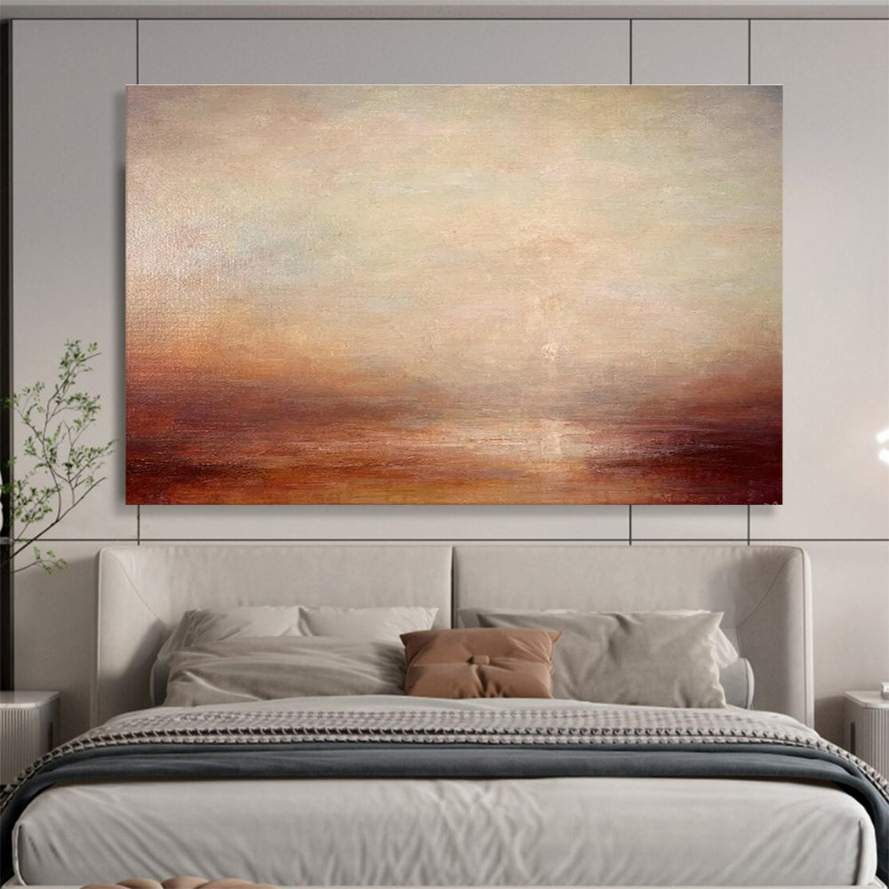 “Soft Earth Tones Blurred Horizon” - Subtle Landscape Painting On Canvas DKH775
