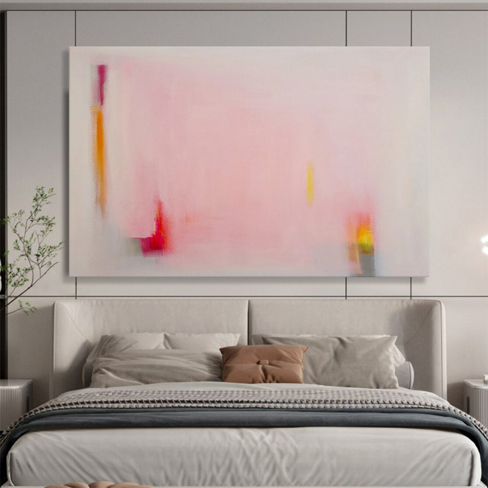 “Minimalist Soft Pink Abstract - Subtle Color Accents” Painting On Canvas DKH024