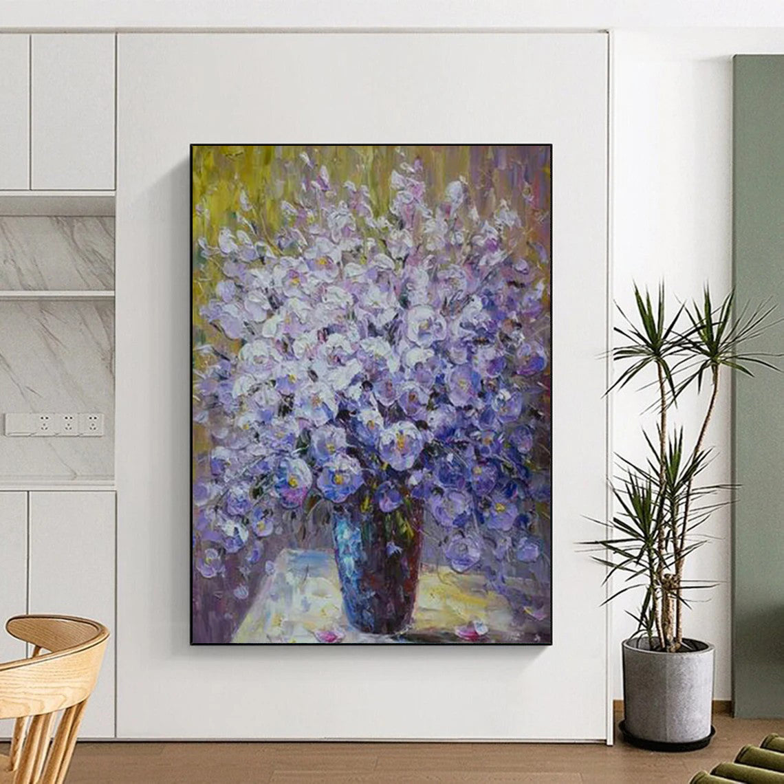 “Impressionistic Purple Flower Bouquet” - Still Life Painting On Canvas CT2350