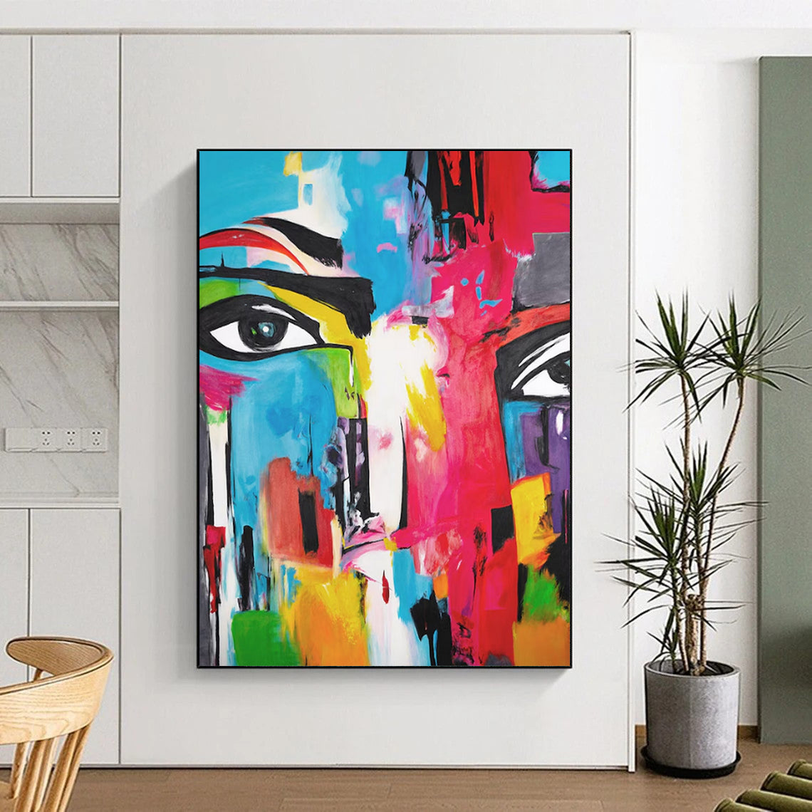 “Color - Blocked Face” - Multicolor Abstract Portrait Painting On Canvas CT2220