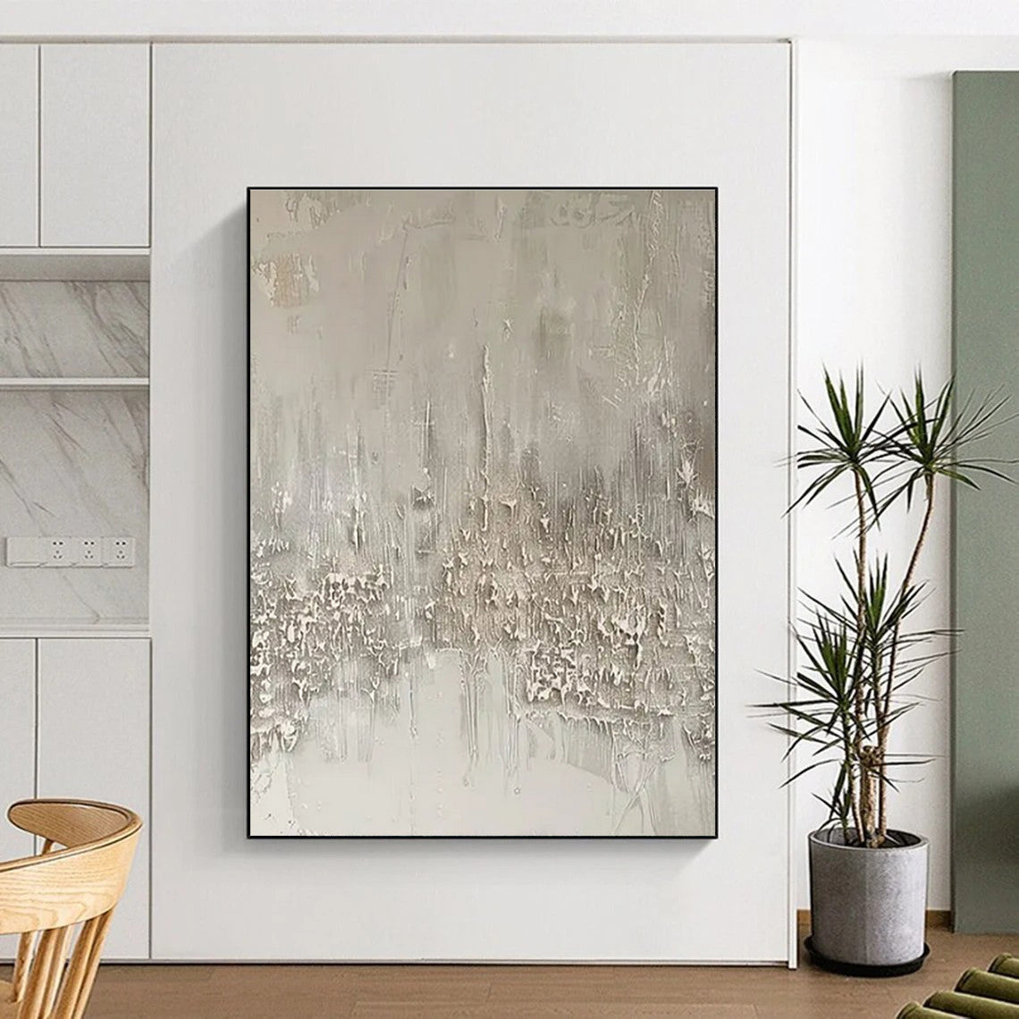 “Gray Textured Abstract” ,Abstract Mixed - Media Painting CT0856