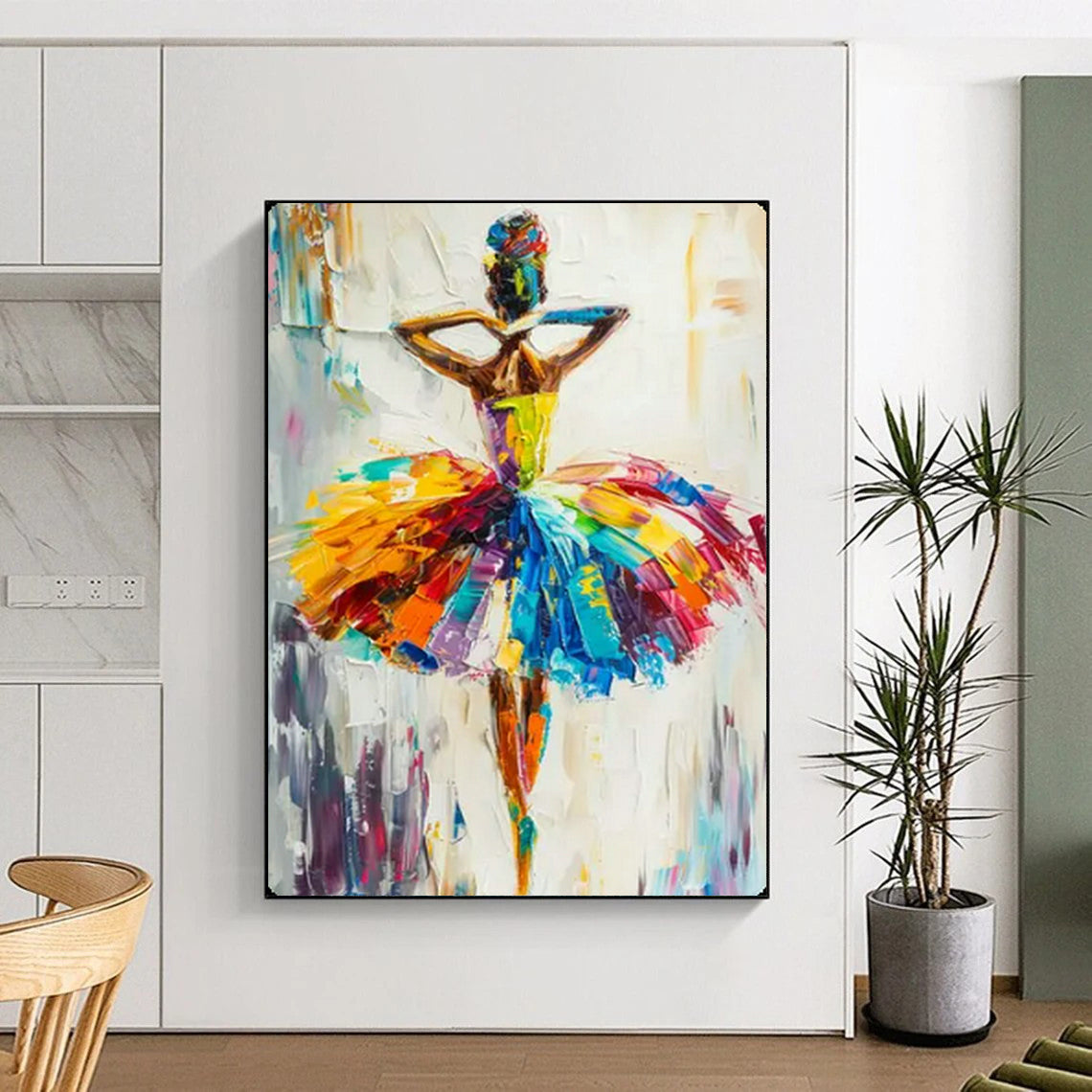 “Colorful Ballerina in Motion” – Impasto Figurative Painting On Canvas CT2118