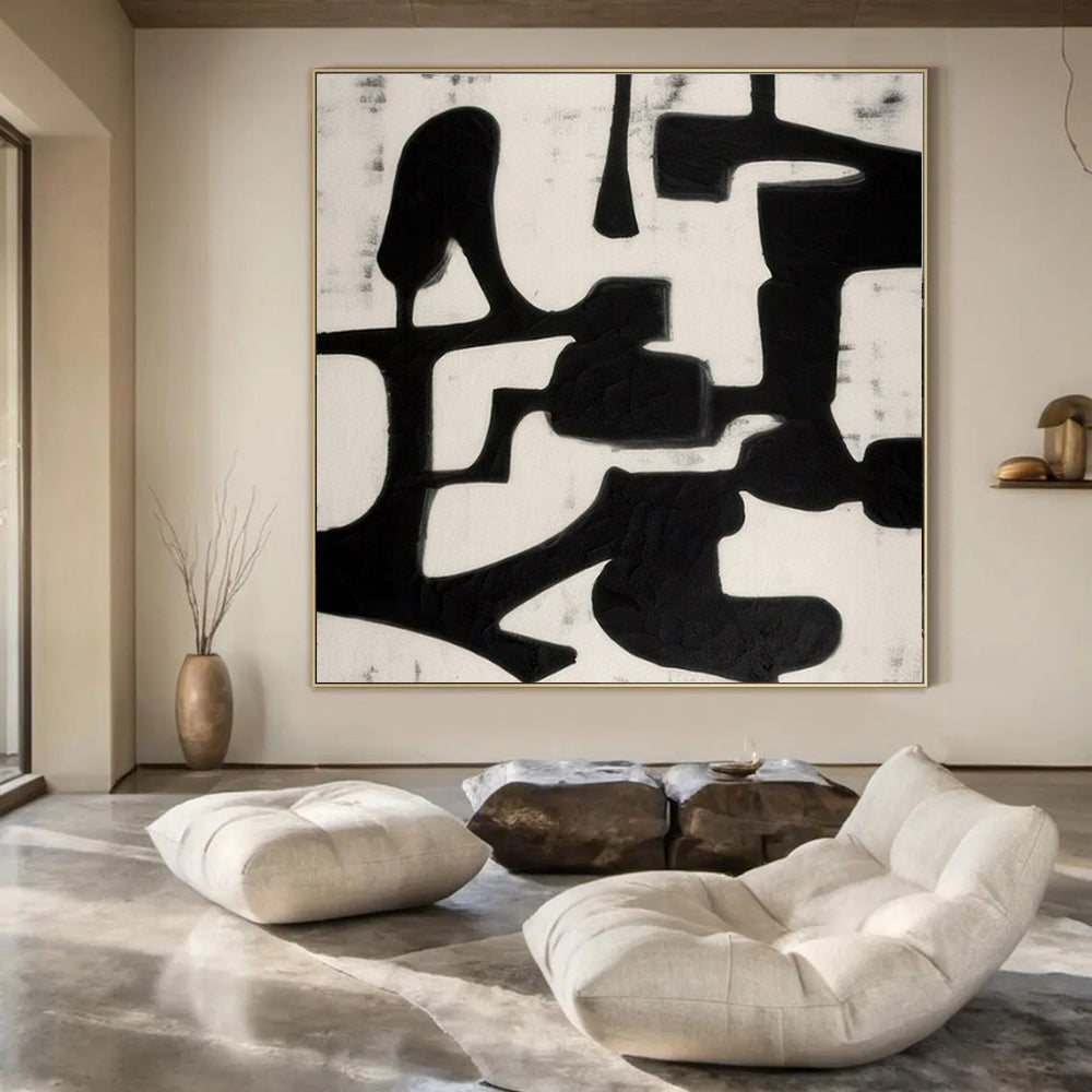 “Black - White Textured Forms” – Minimalist Abstract Art CT1036