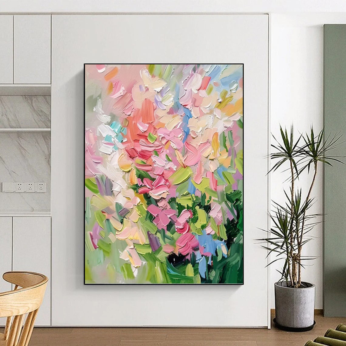 Vibrant Floral Palette - Impasto Flower Painting On Canvas DKH1403