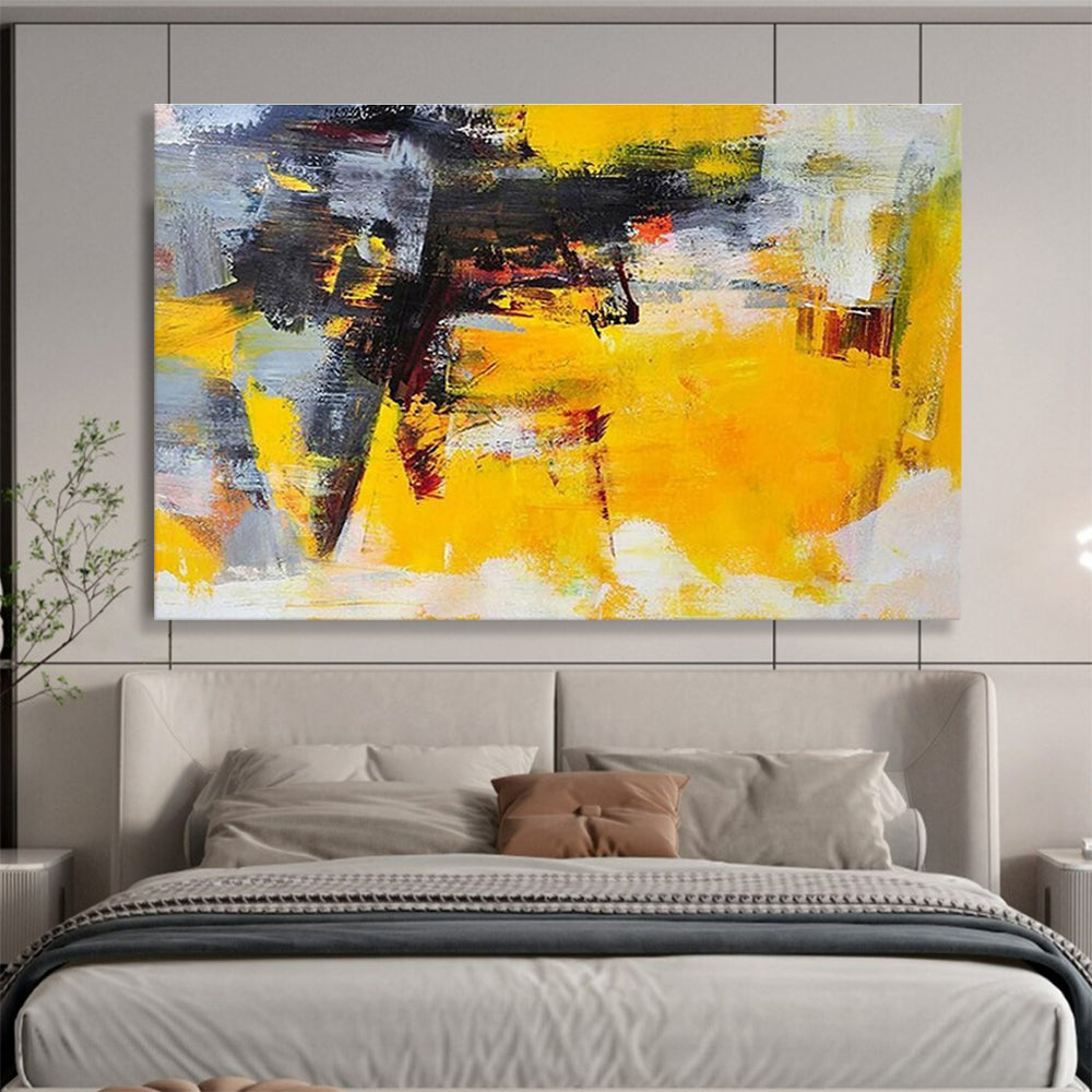 “Vibrant Yellow Abstract” Abstract Expressionist Painting On Canvas DKH429