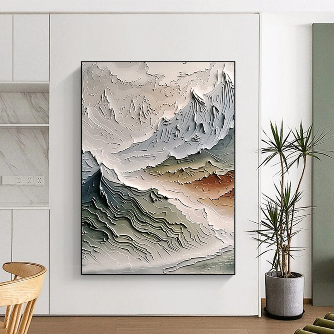 “Multicolor Textured Mountainscape” Painting On Canvas DKH0981