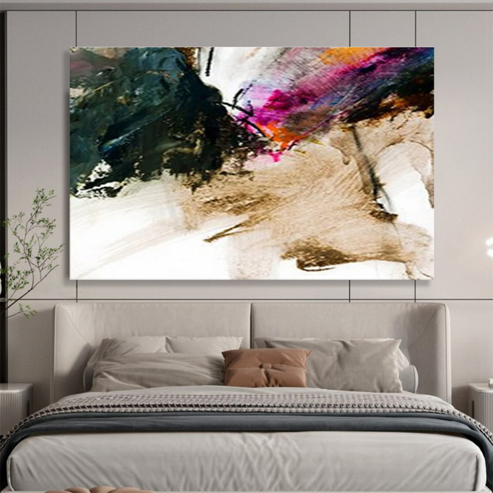 “Colorful Abstract Gesture” Abstract Action Painting On Canvas DKH394