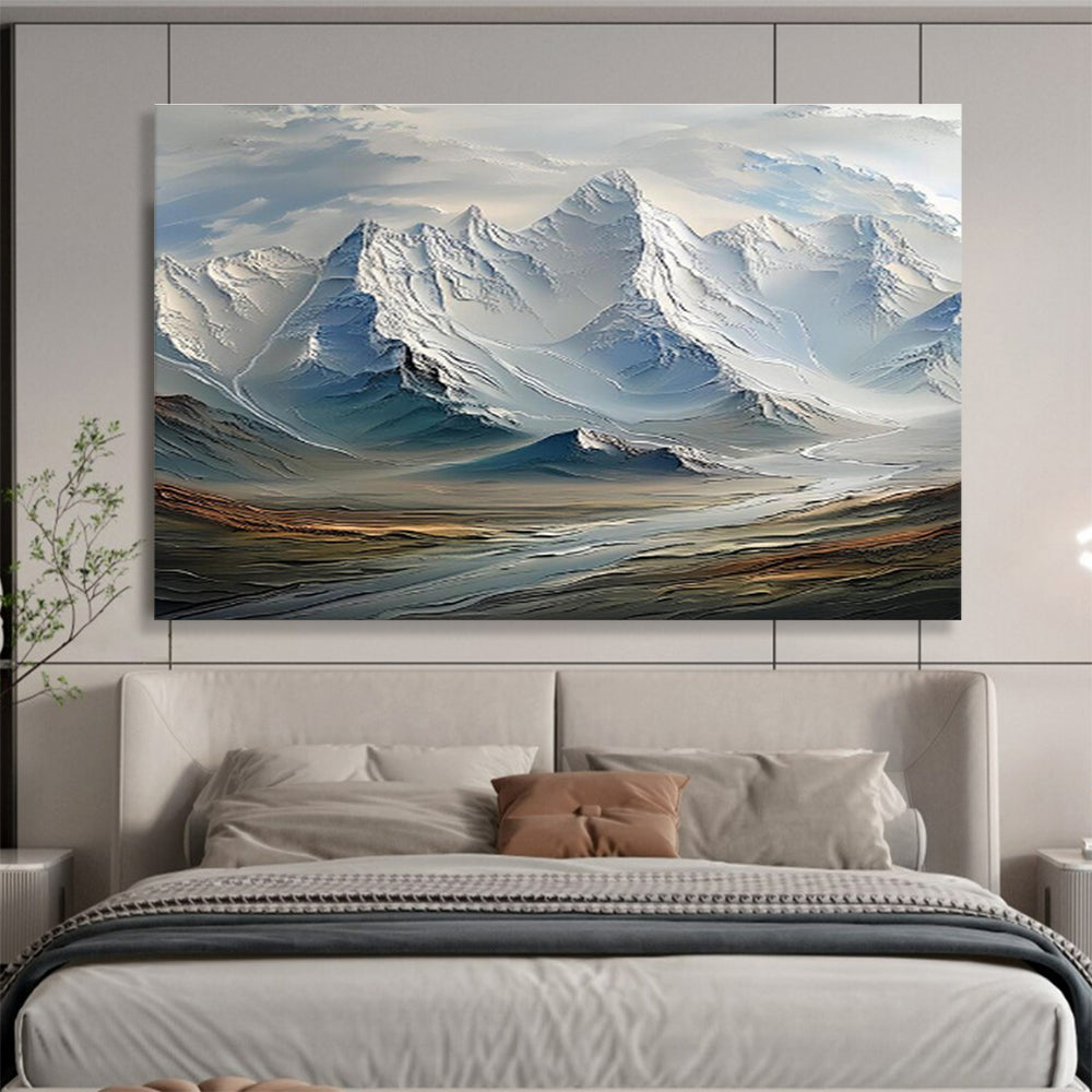 “Snowy Mountain Majesty” Surreal Landscape Painting On Canvas DKH470