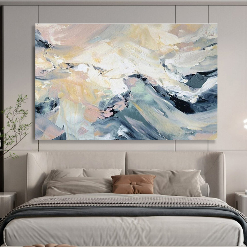 “Colorful Abstract Peaks” Abstract Impasto Painting On Canvas DKH424