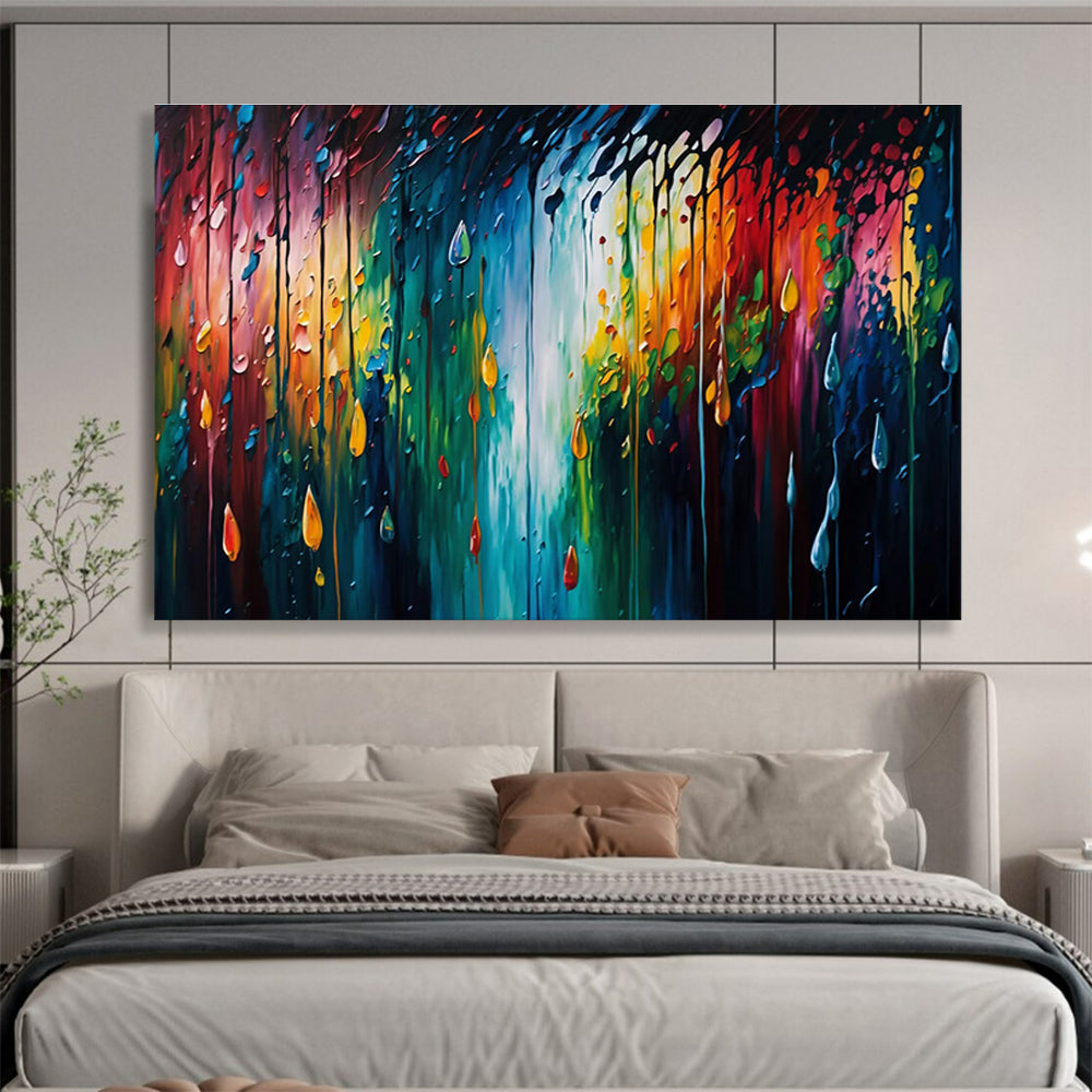 “Rainbow Drip - Colorful Raindrop Abstract Painting On Canvas” DKH867