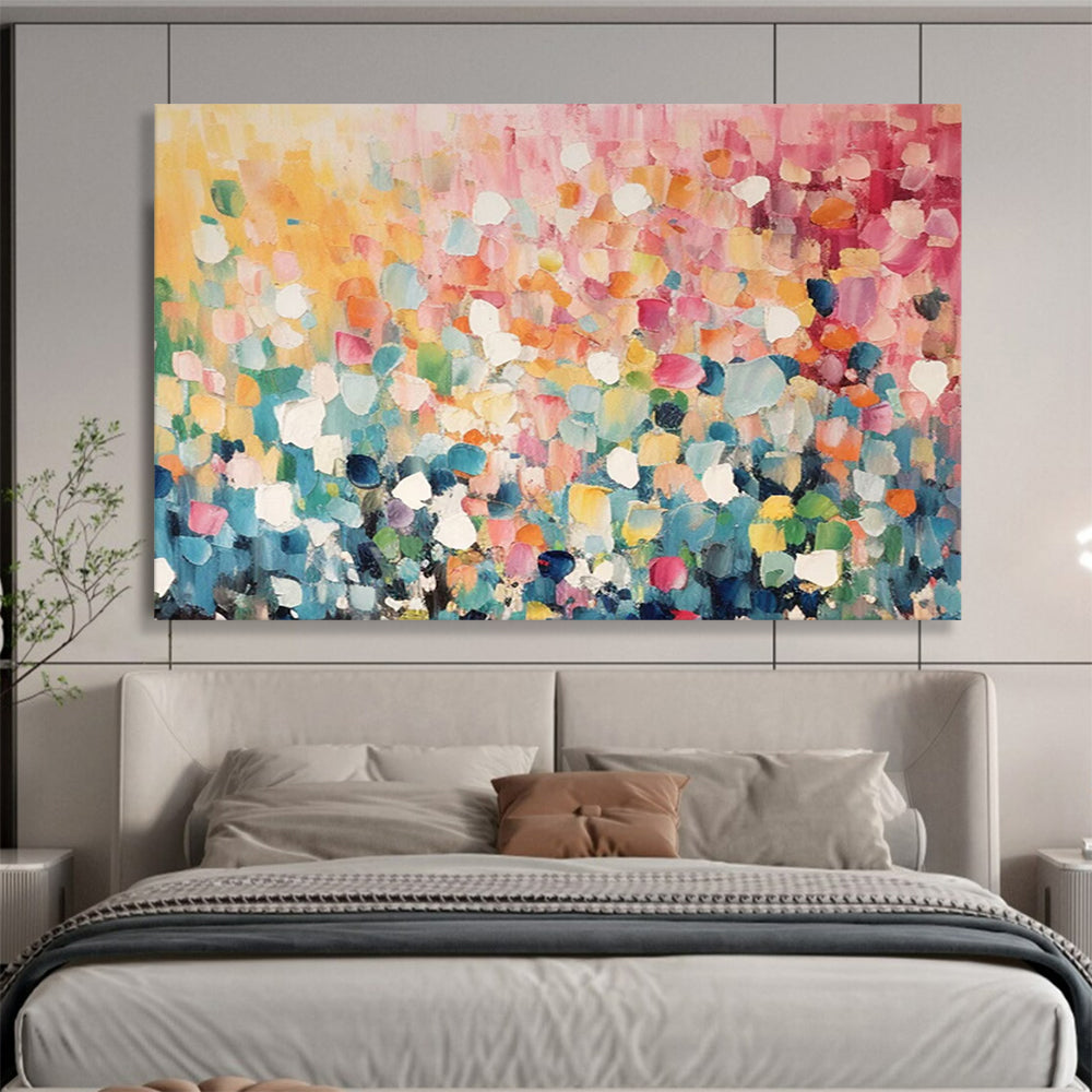 “Colorful Dot Abstraction” Pointillism - inspired Painting On Canvas DLZ161