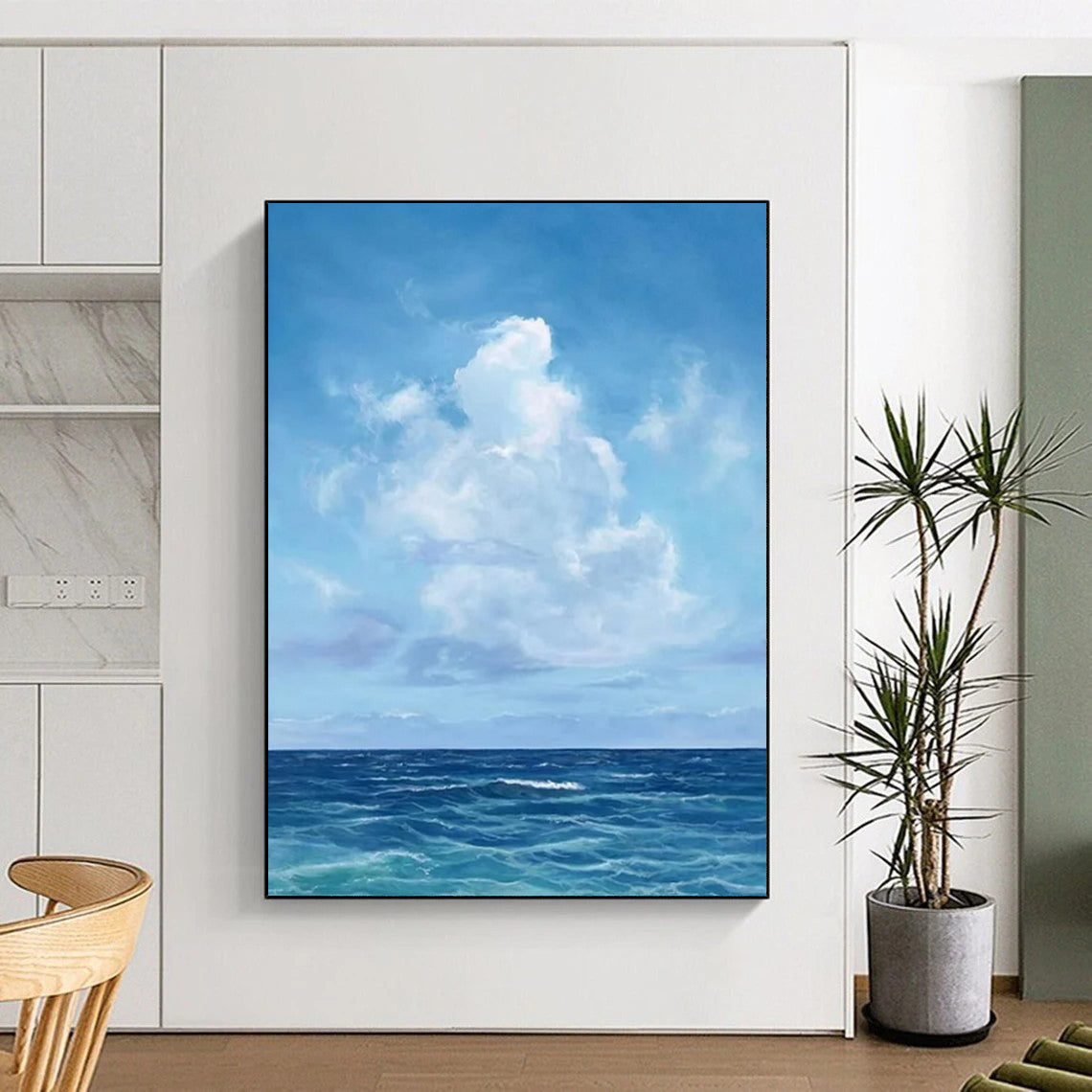 Blue Sky & Ocean - Seascape - Inspired Realist Painting On Canvas CT2298