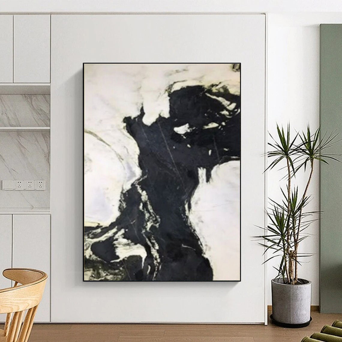 Black - White Fluid Shapes, “Ink Odyssey” - Abstract Ink Painting CT0733