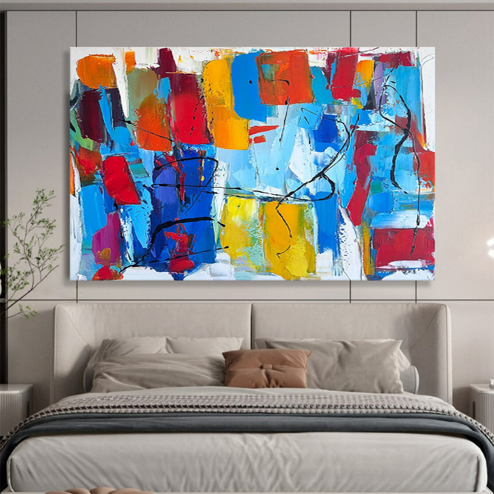 Colorful Abstract Blocks - Abstract Cubist - Inspired Painting On Canvas DKH605