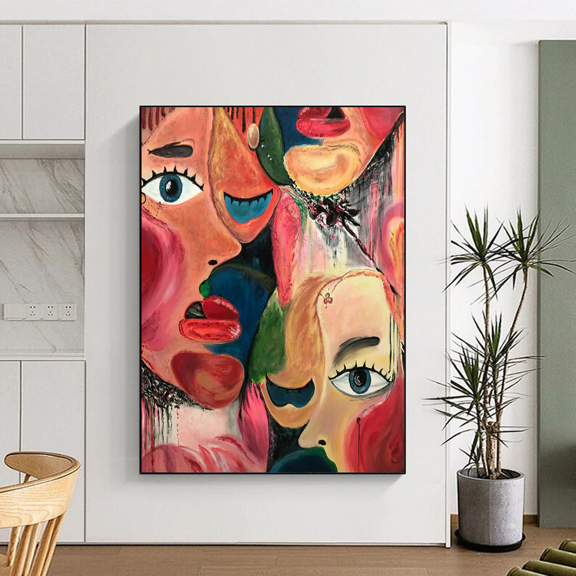 “Colorful Faces” - Vivid Abstract Portrait Painting On Canvas CT2235
