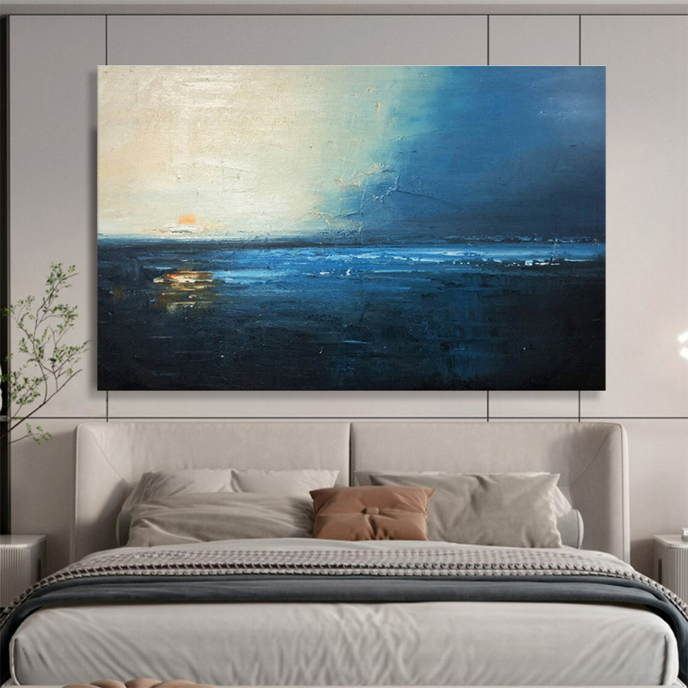 Moody Coastal Sunset - Impressionistic Seascape Painting On Canvas DKH647