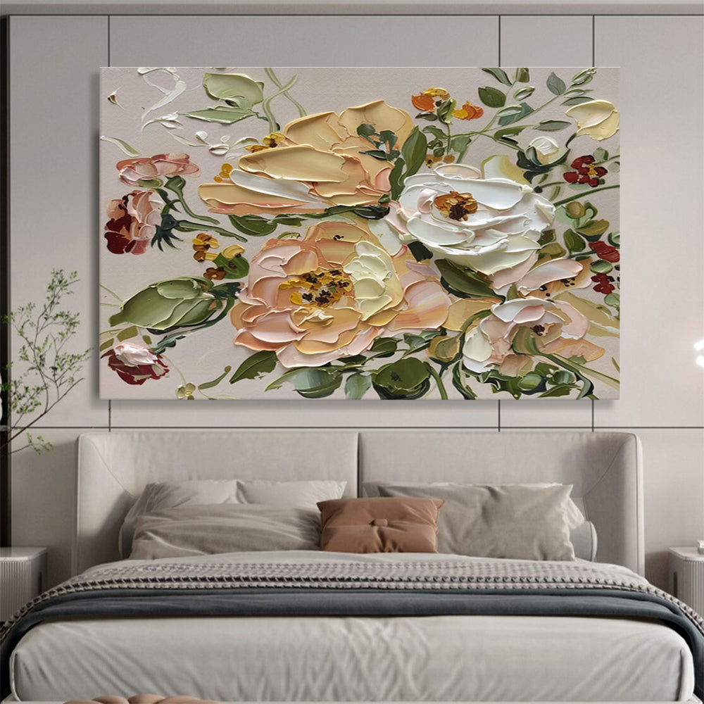 “Impasto Floral Bouquet” - Lively Botanical Painting On Canvas DKH824