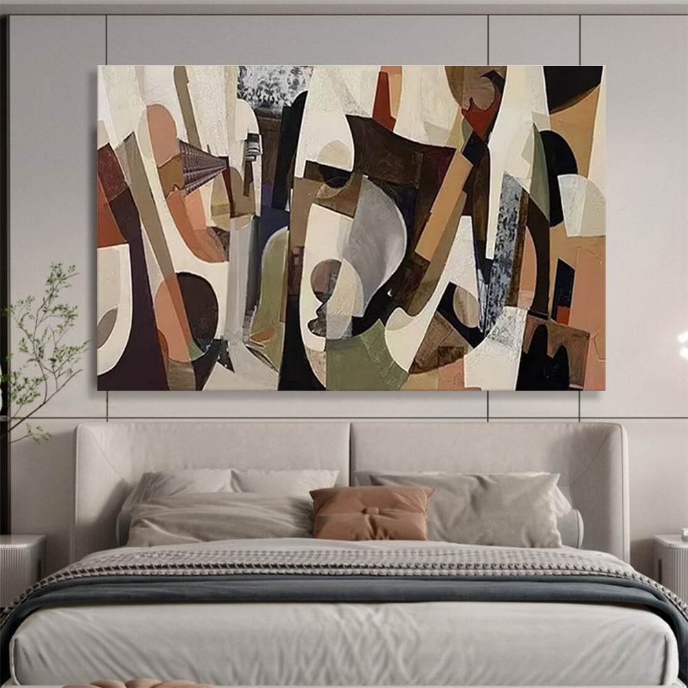 Cubist - Style Abstract - Cubist Abstract Painting On Canvas DKH621