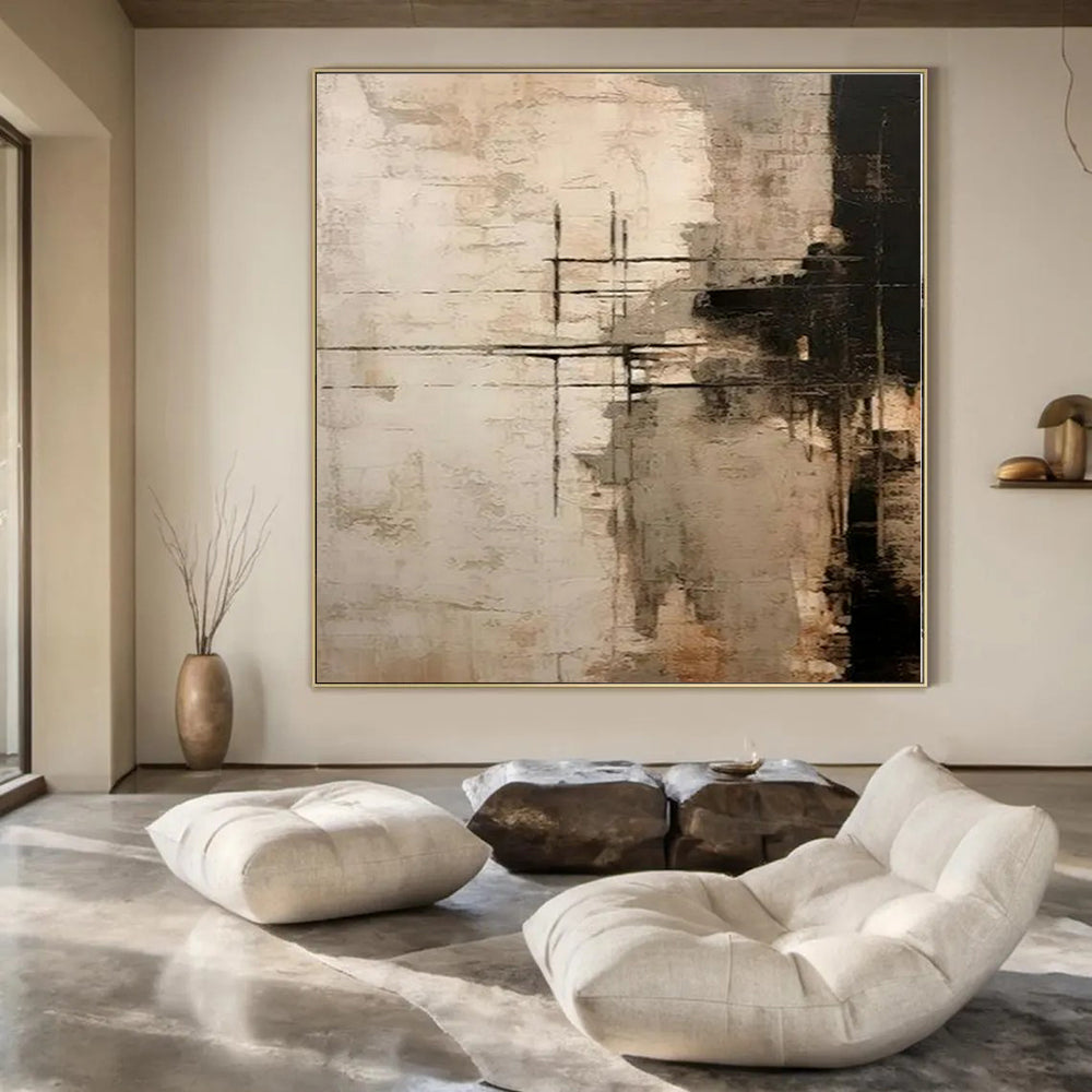 Brown and Gray Grid - Like Marks - Abstract Acrylic Art CT1215