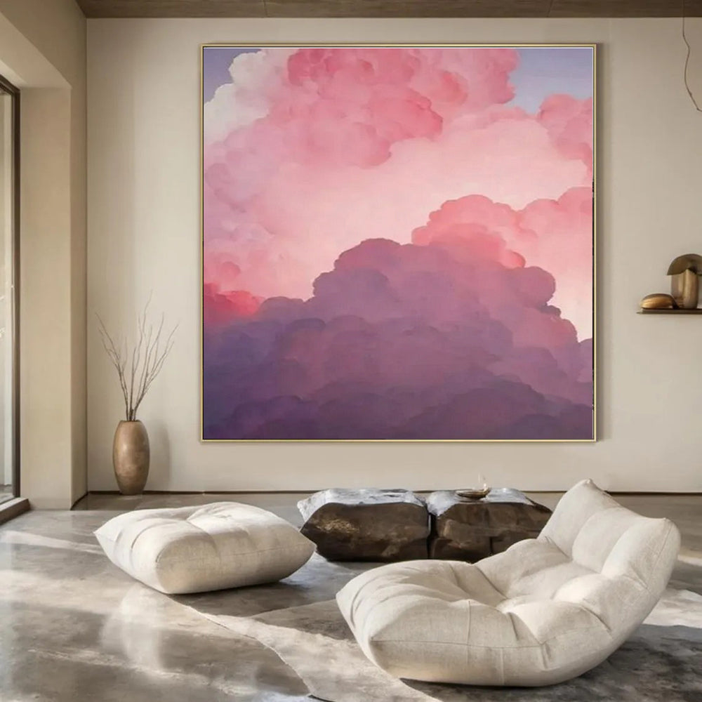 Gradient Pinks & Purples, Fluffy Clouds - "Dreamy Skies" - Digital - style Acrylic Painting CT1438
