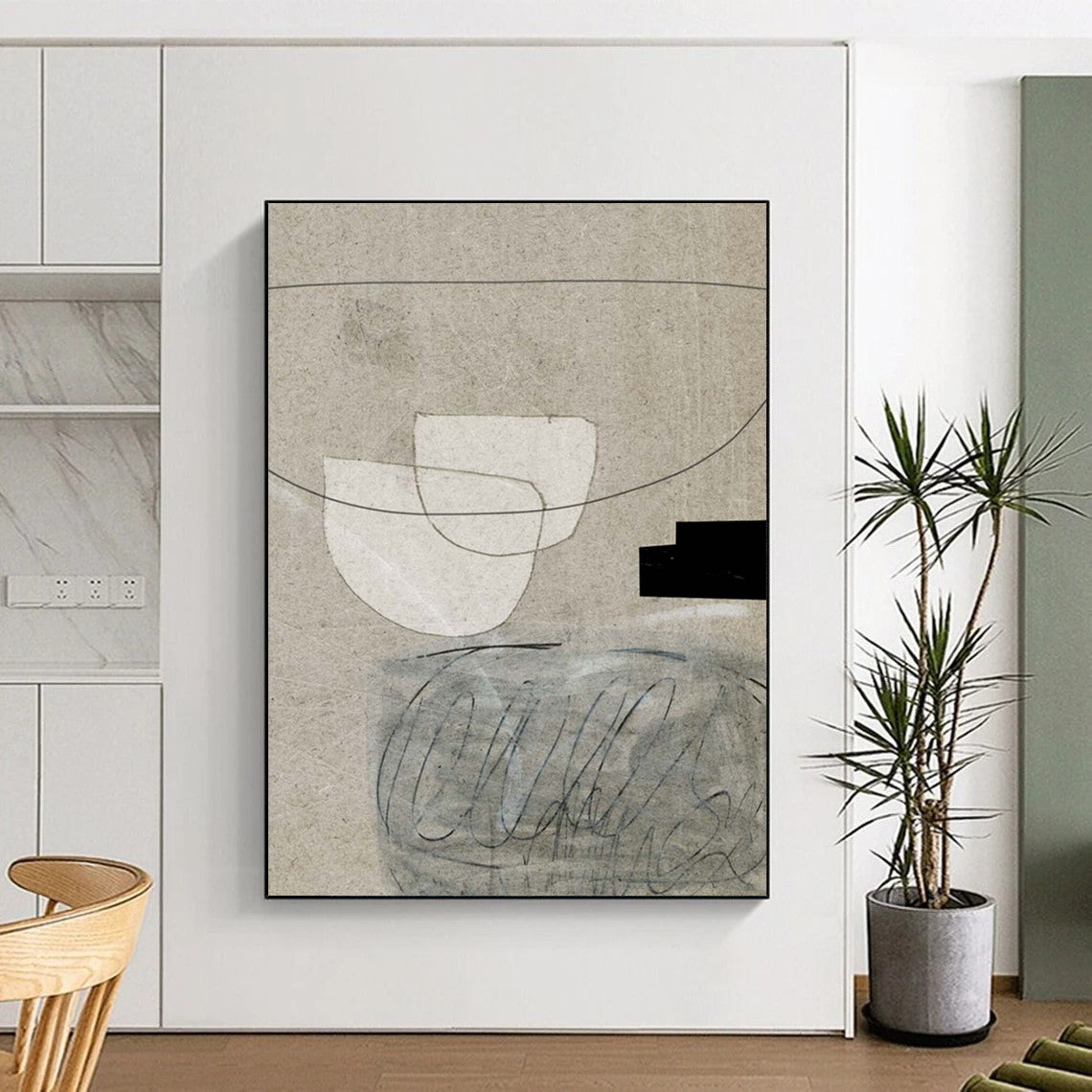 “Minimalist Collage Sketch” - Modernist Mixed - Media Art On Paper DTP167