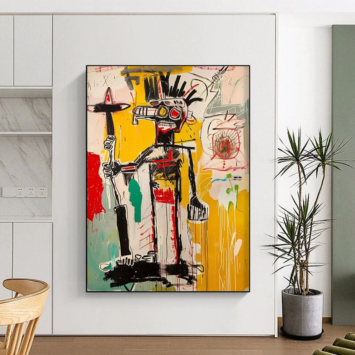“Expressive Tribal Figure” - Basquiat - Inspired Street Art Painting On Canvas DTP103