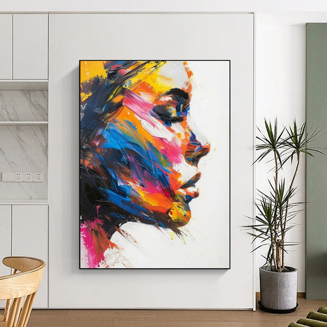 “Colorful Portrait 1” - Vivid Abstract Portrait Painting On Canvas CT2243