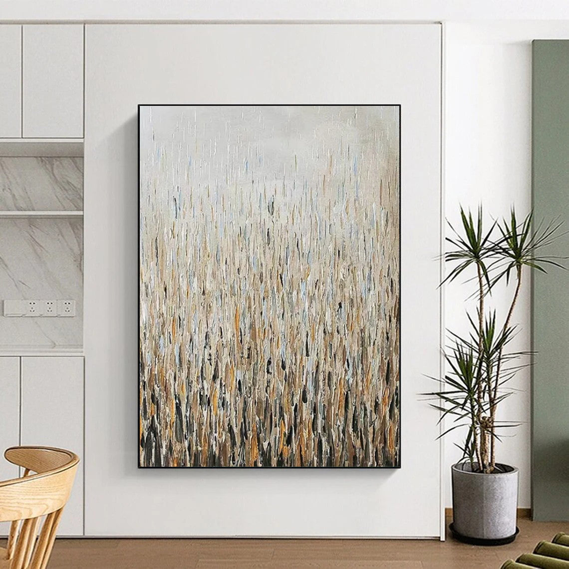 Textured Reed Field - Landscape - Inspired Textured Painting On Canvas CT2295