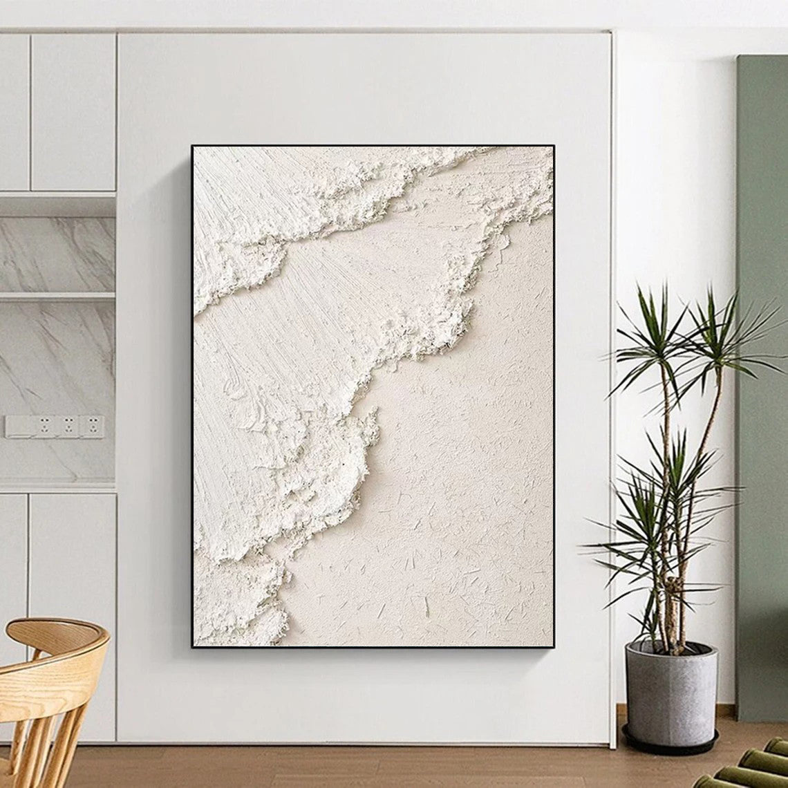 Minimalist White Textured Abstract - Abstract Painting On Canvas DKH1492