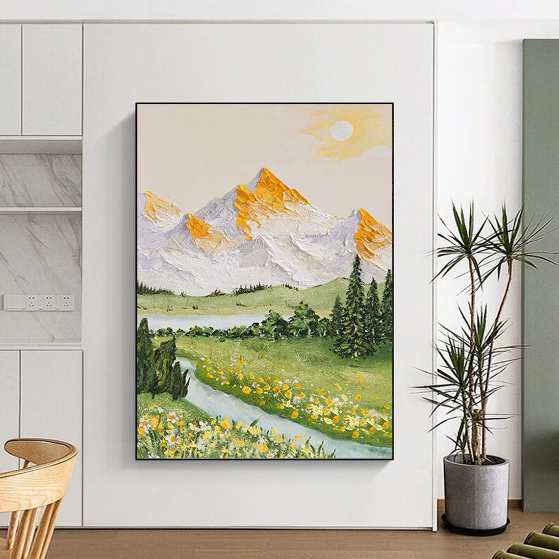 “Sunlit Mountain Landscape” - Colorful Impressionistic Landscape Painting DKH1037