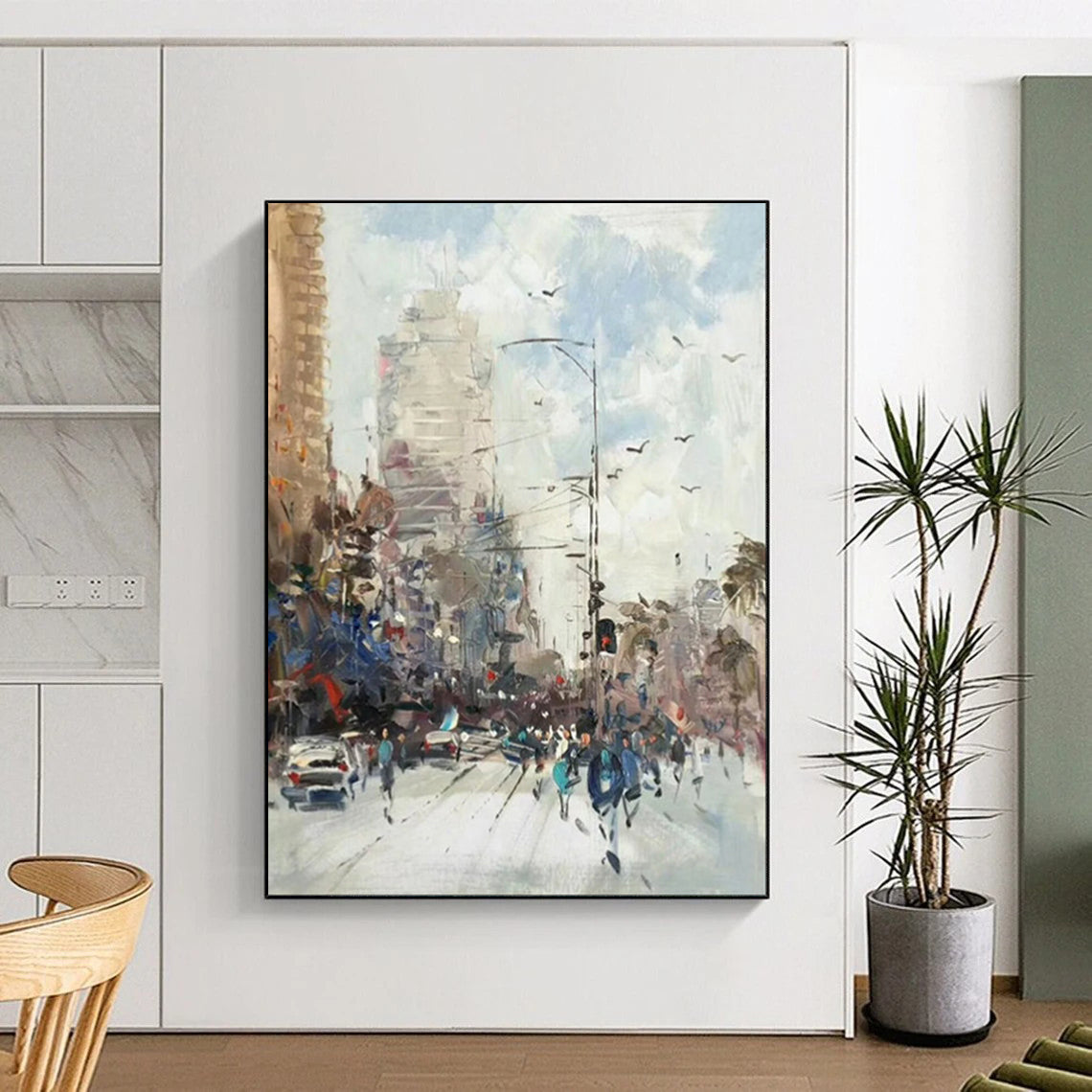 “City Street in Motion: Impressionist Urban Landscape” - Impasto Oil on Canvas CT1900