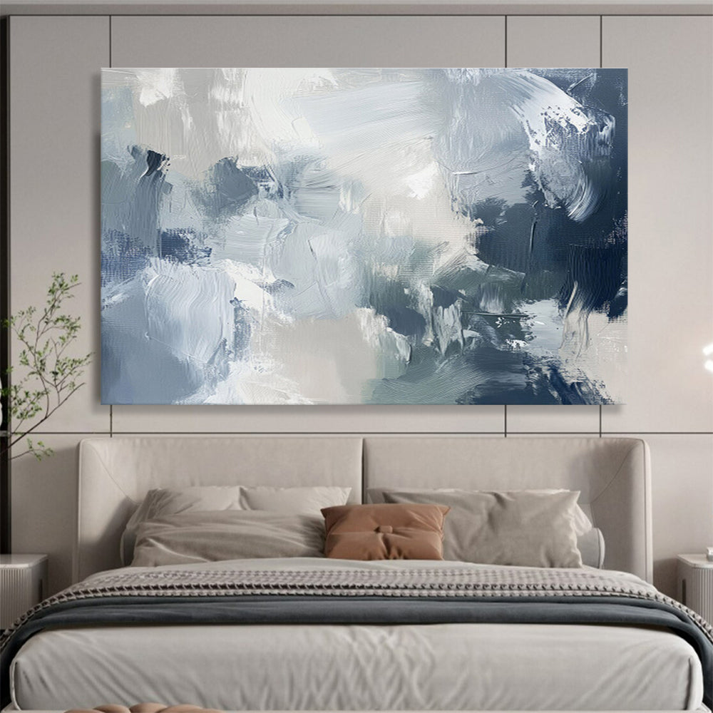 Monochromatic Blues Shades of Blue Abstract Textures Painting On Canvas DKH237