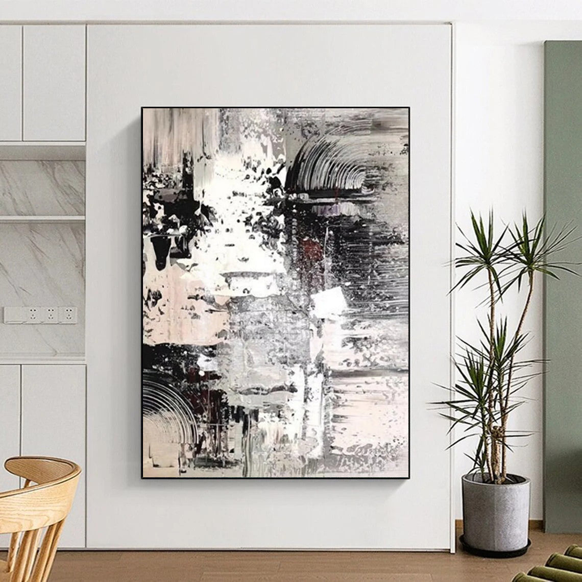 “Monochrome, Textured Layers ‘Gray Harmony’” - Abstract Impasto Painting On Canvas DTP392