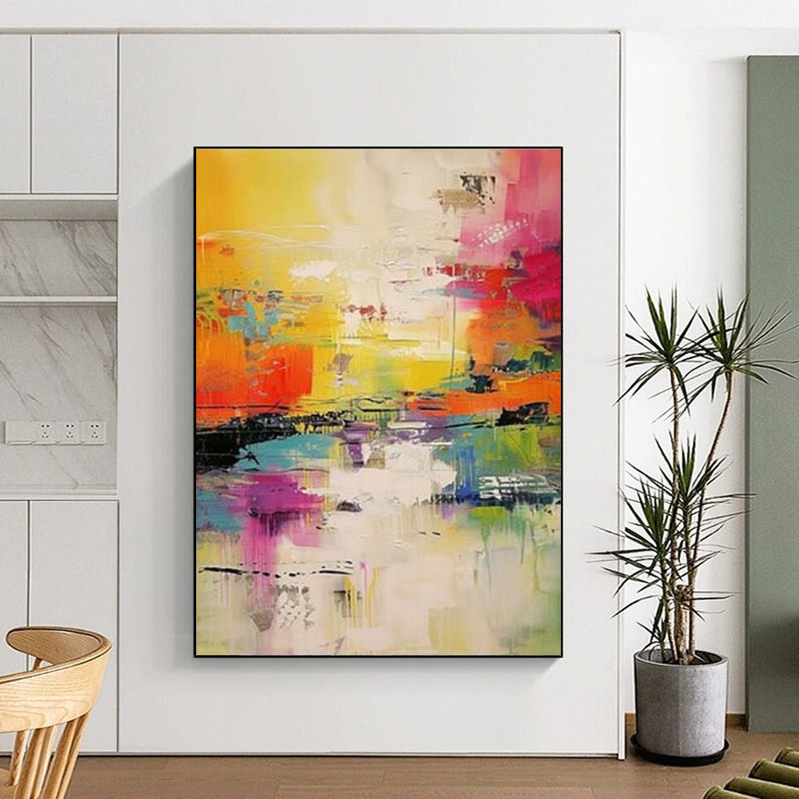 “Bright Chaos, Colorful Splashes” - “Life’s Palette”,Abstract Expressionist Acrylic Painting CT0692