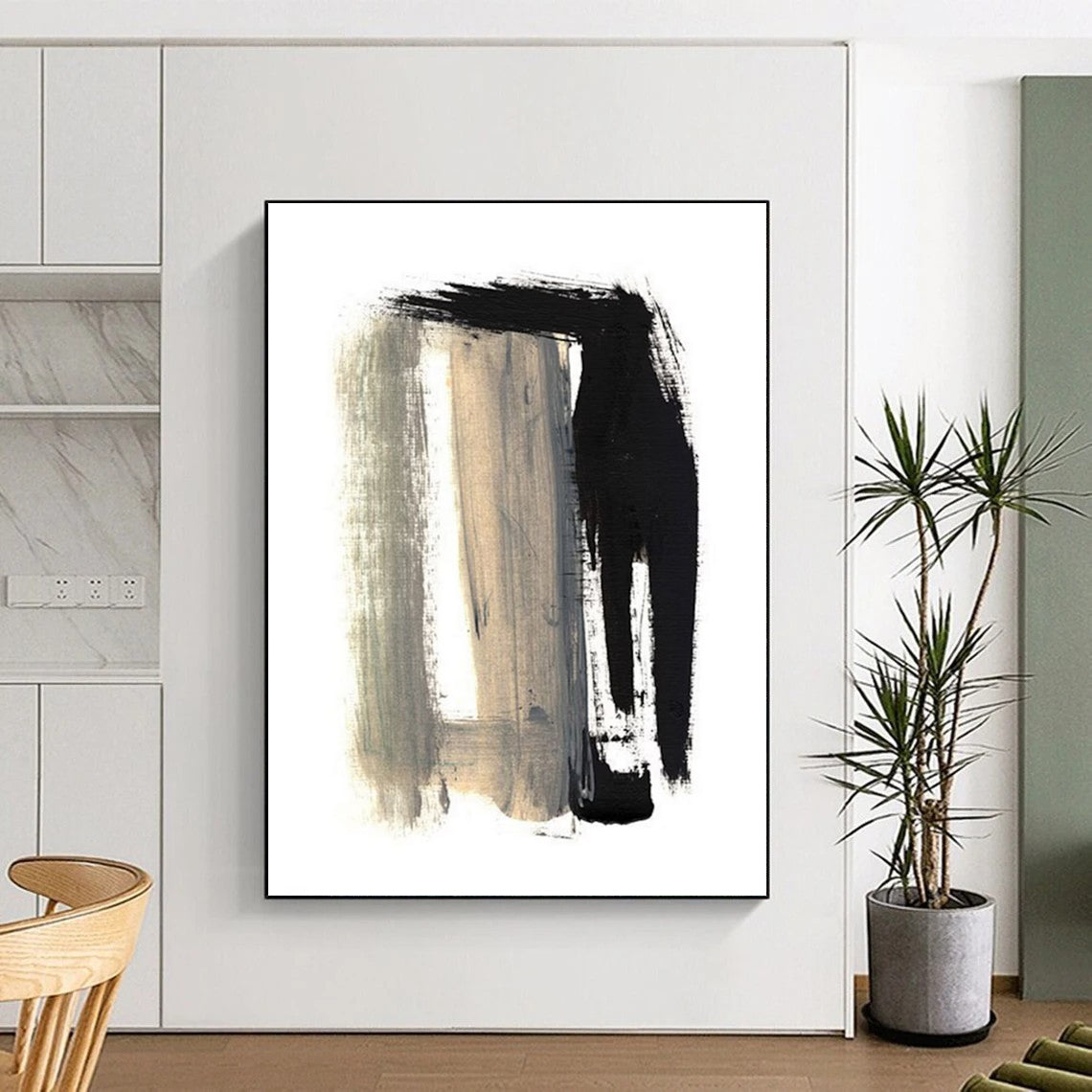 “Monochrome Brushstrokes” - Minimalist Abstract Painting On Canvas DTP157