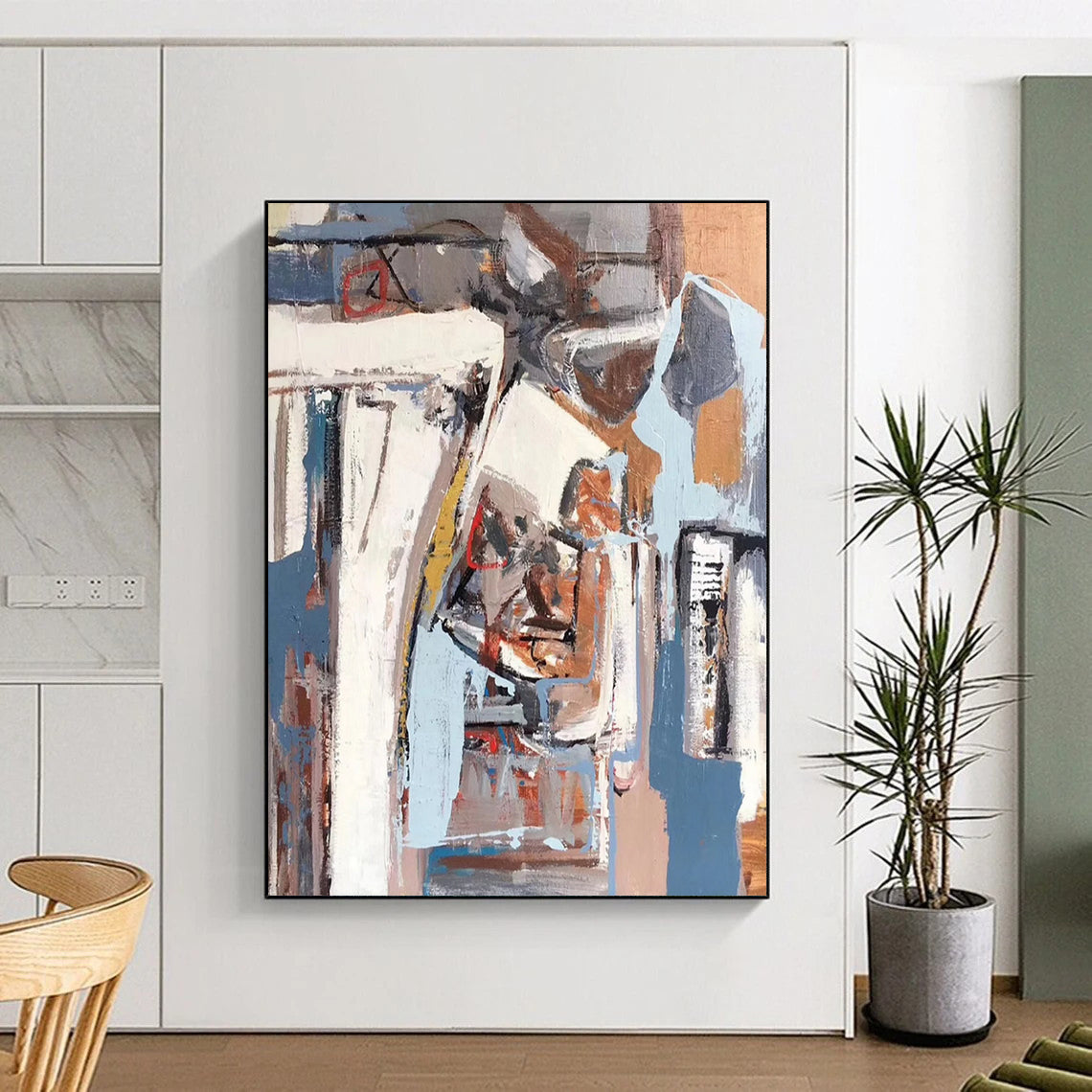 “Gray - Blue Abstract Forms” - Abstract Cubist - Style Painting On Canvas DTP041