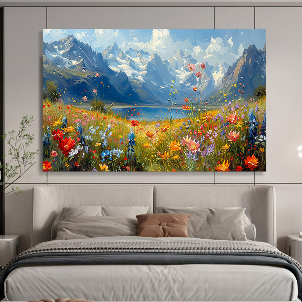 “Mountain Meadow”:Vibrant Impasto Nature Painting On Canvas DKH256