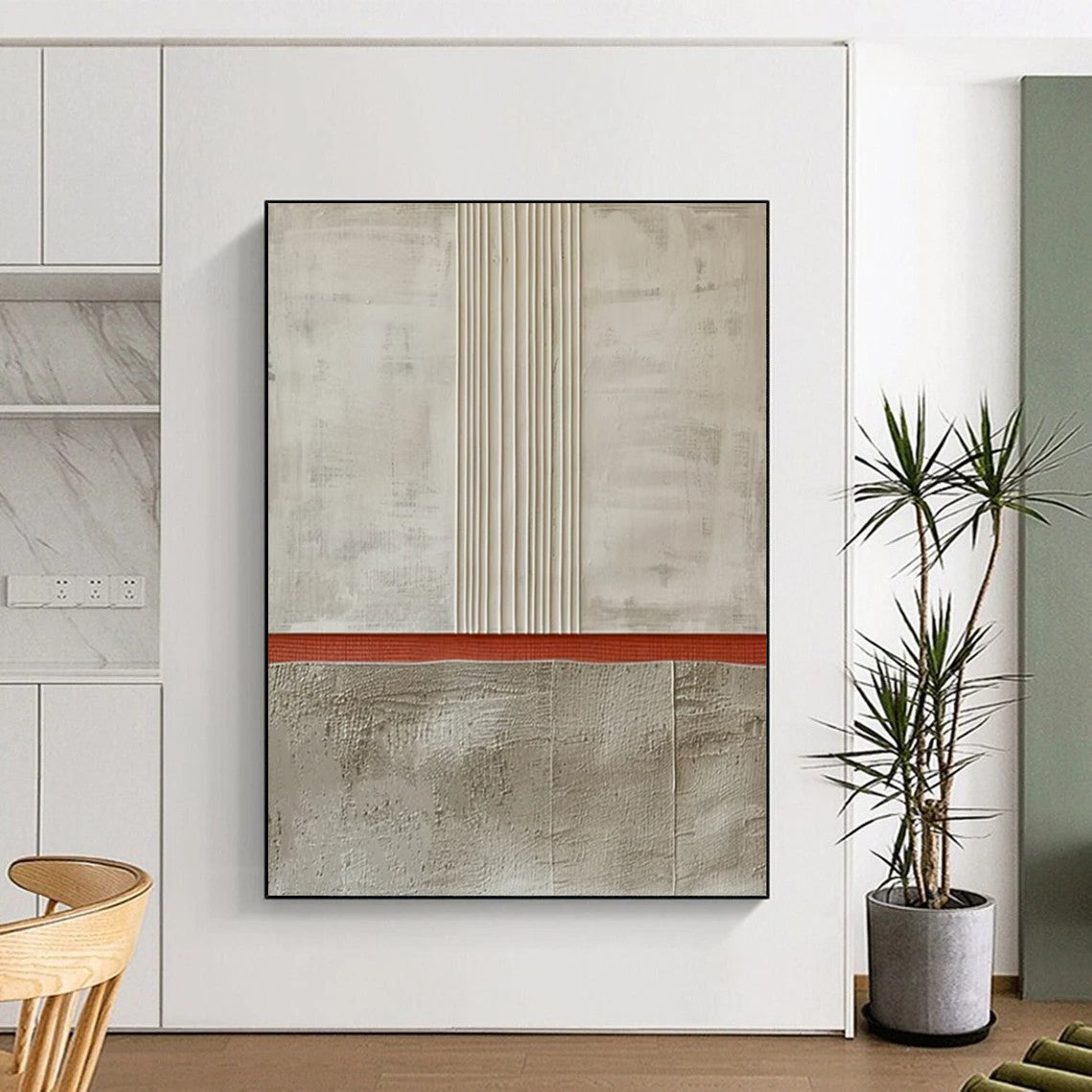 “Neutral Tonal Stripes” - Minimalist Textured Painting On Canvas DTP026