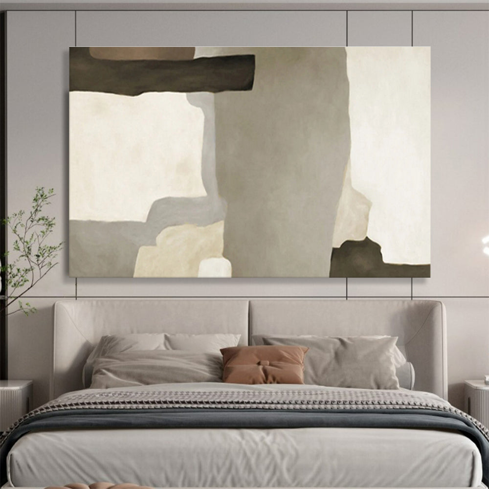 Neutral Geometric Forms - Minimalist Abstract Painting On Canvas DKH607