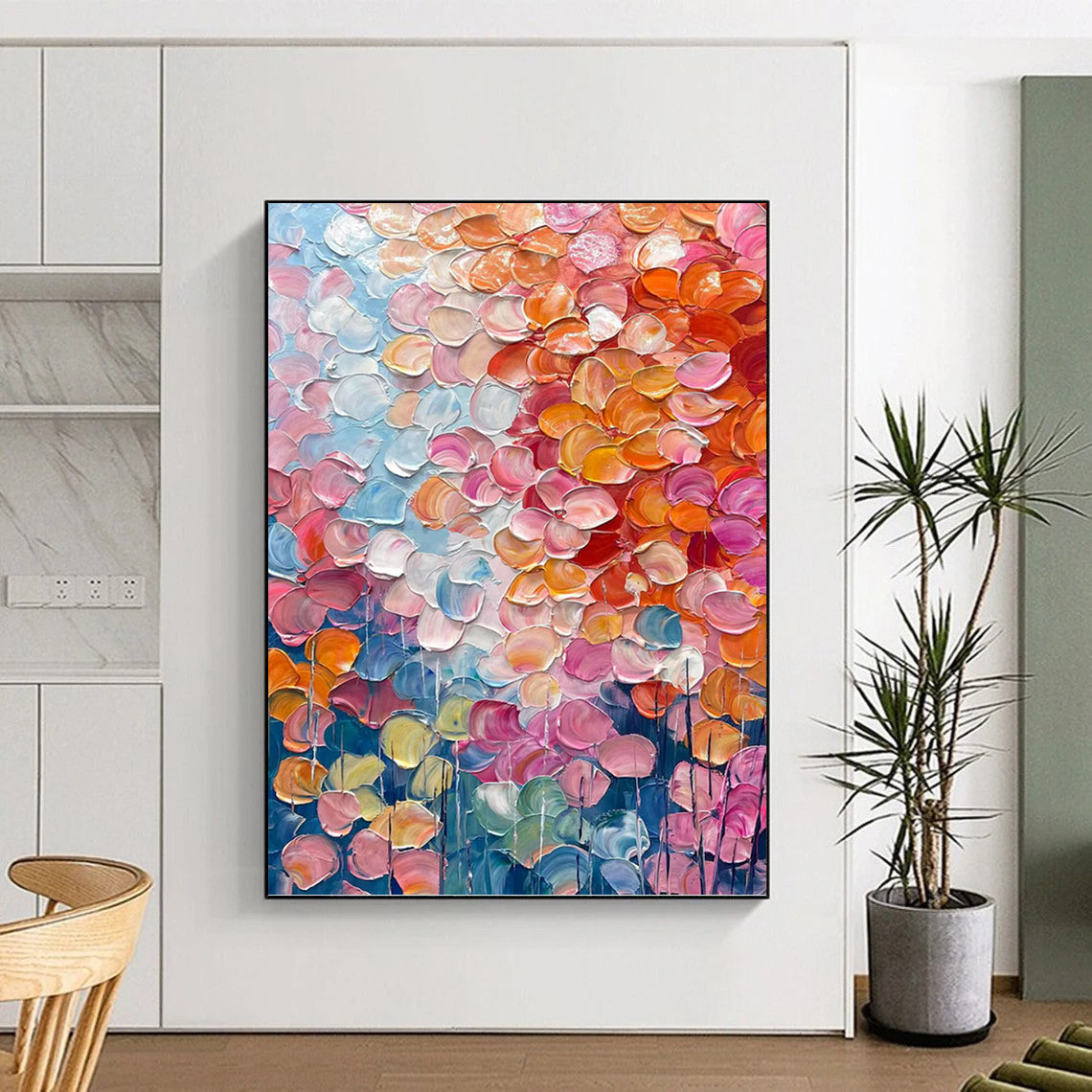 “Pastel Petal Impasto” - Floral Textured Painting On Canvas DKH1657
