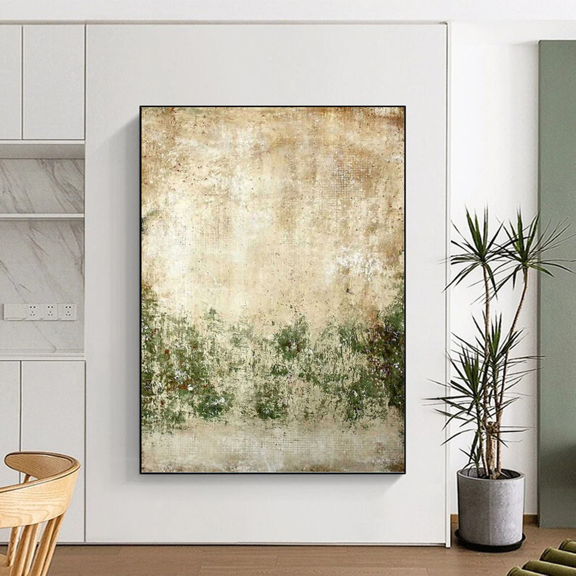 Vintage - Inspired Textured Abstract - Abstract Painting On Canvas DKH1479