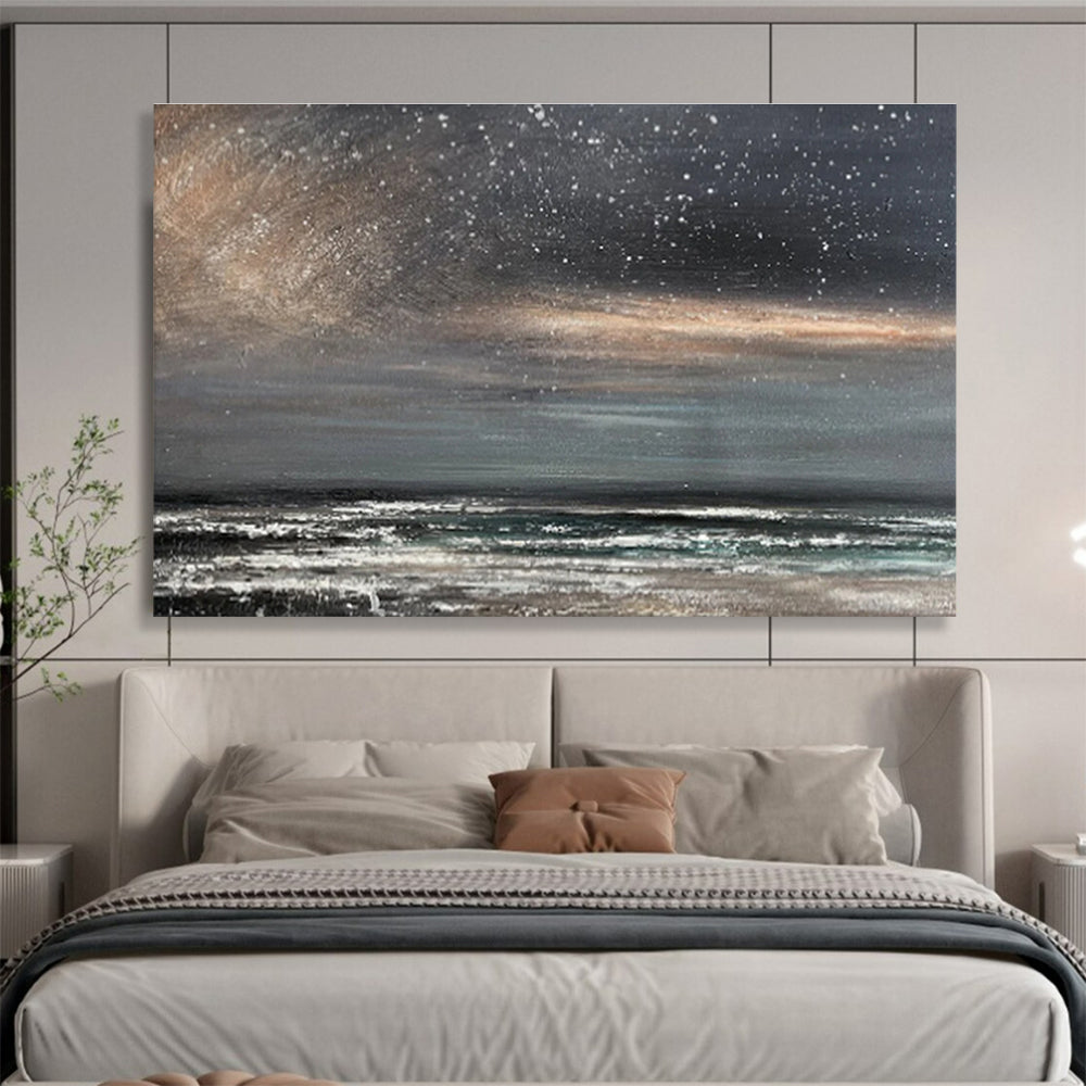 Dark Sky and Sparkling Sea “Starry Night Shore” Painting On Canvas DKH103