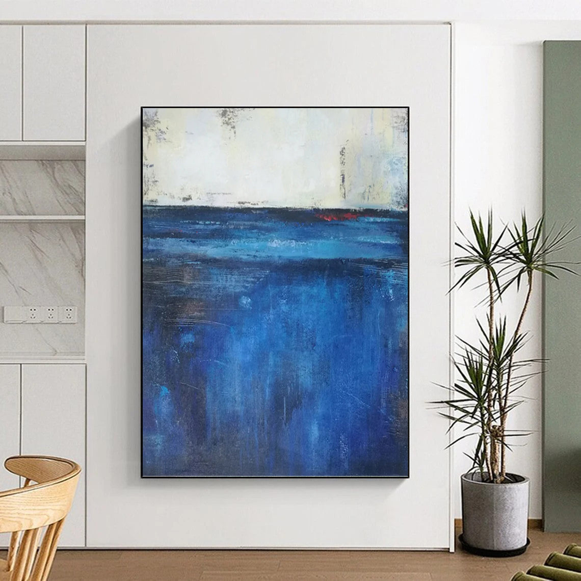 “Blue Calm” - Shades of Blue Abstract Landscape - Inspired Painting On Canvas DKH1567